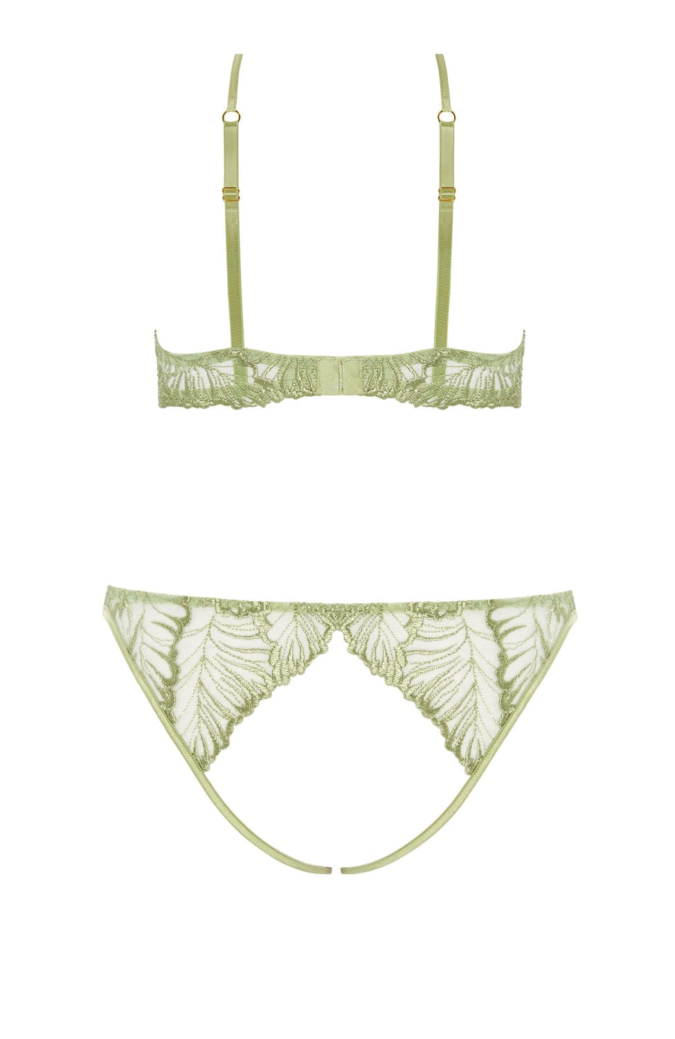 Sheer Lingerie Coco de Mer Lingerie Sets Laurel Open Bra and Open Brief Set