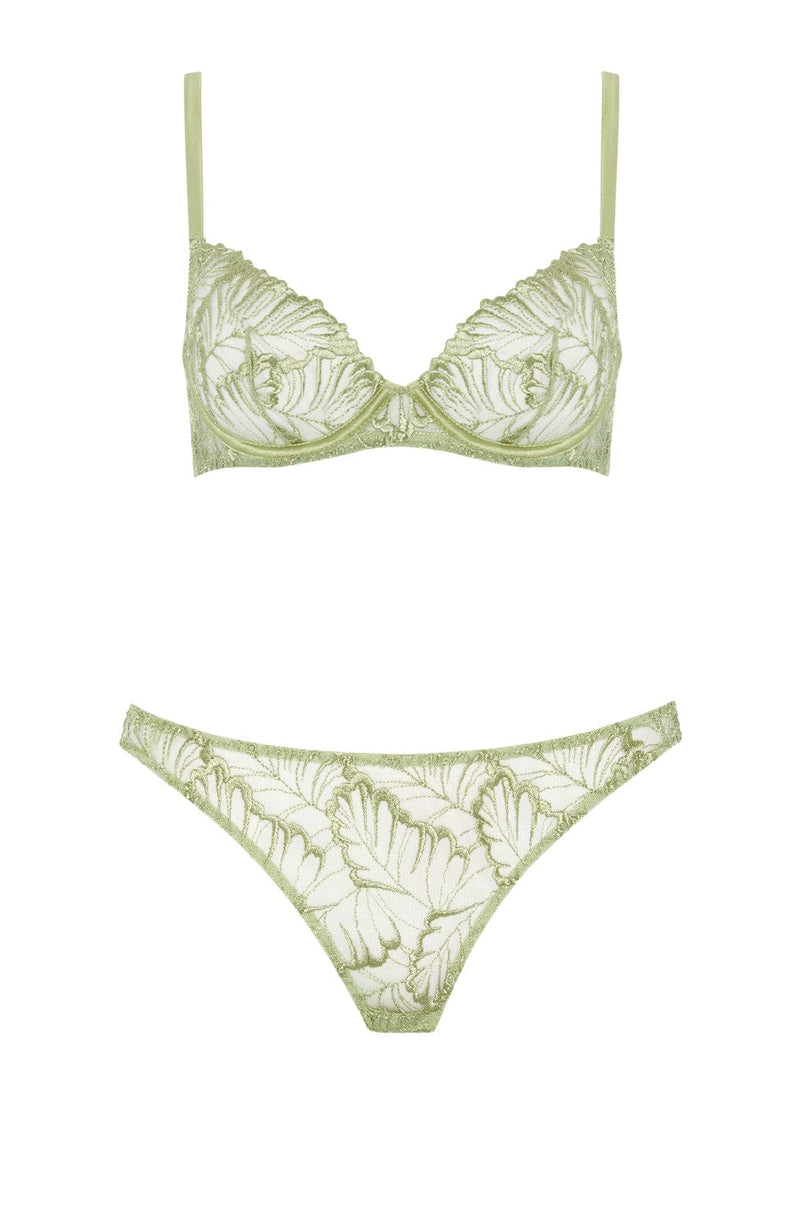 Sheer Lingerie Coco de Mer Lingerie Sets Laurel Plunge Bra and Brief Set