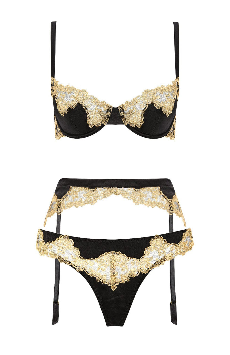Reina Balconette Bra, Suspender and Thong Set-Lingerie Sets-Coco De Mer-SHEER, SHEER, Luxury lingerie brand, Luxury lingerie Hong Kong, Designer lingerie HK, Designer lingerie online, International luxury lingerie, Luxury lingerie gift ideas, buy lingerie online, Designer lingerie global delivery, Luxury lingerie shipping to Australia, Luxury lingerie shipping to Singapore