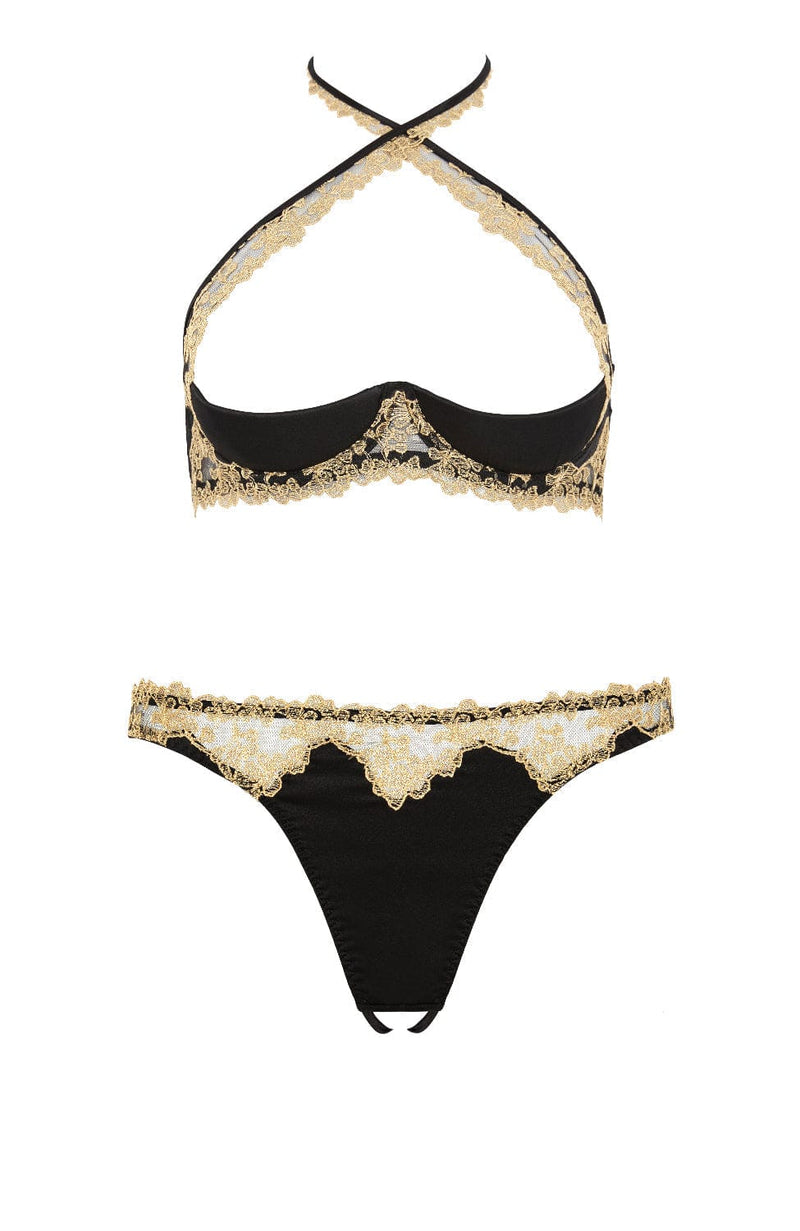 Reina Quarter Cup Bra and Open Brief Set-Lingerie Sets-Coco De Mer-SHEER, SHEER, Luxury lingerie brand, Luxury lingerie Hong Kong, Designer lingerie HK, Designer lingerie online, International luxury lingerie, Luxury lingerie gift ideas, buy lingerie online, Designer lingerie global delivery, Luxury lingerie shipping to Australia, Luxury lingerie shipping to Singapore