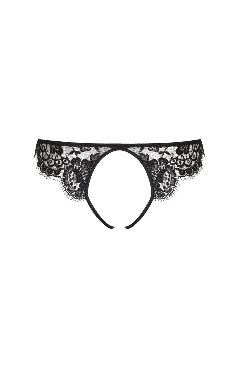 Sheer Lingerie Coco De Mer Underwear Nera Open Knicker