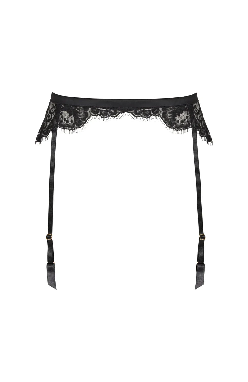 Sheer Lingerie Coco De Mer Underwear Nera Suspender Belt