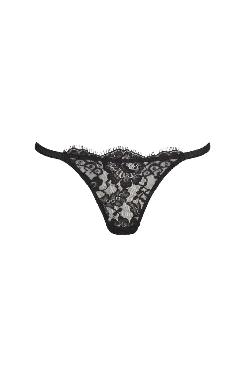 Sheer Lingerie Coco de Mer Underwear Nera Tanga Thong