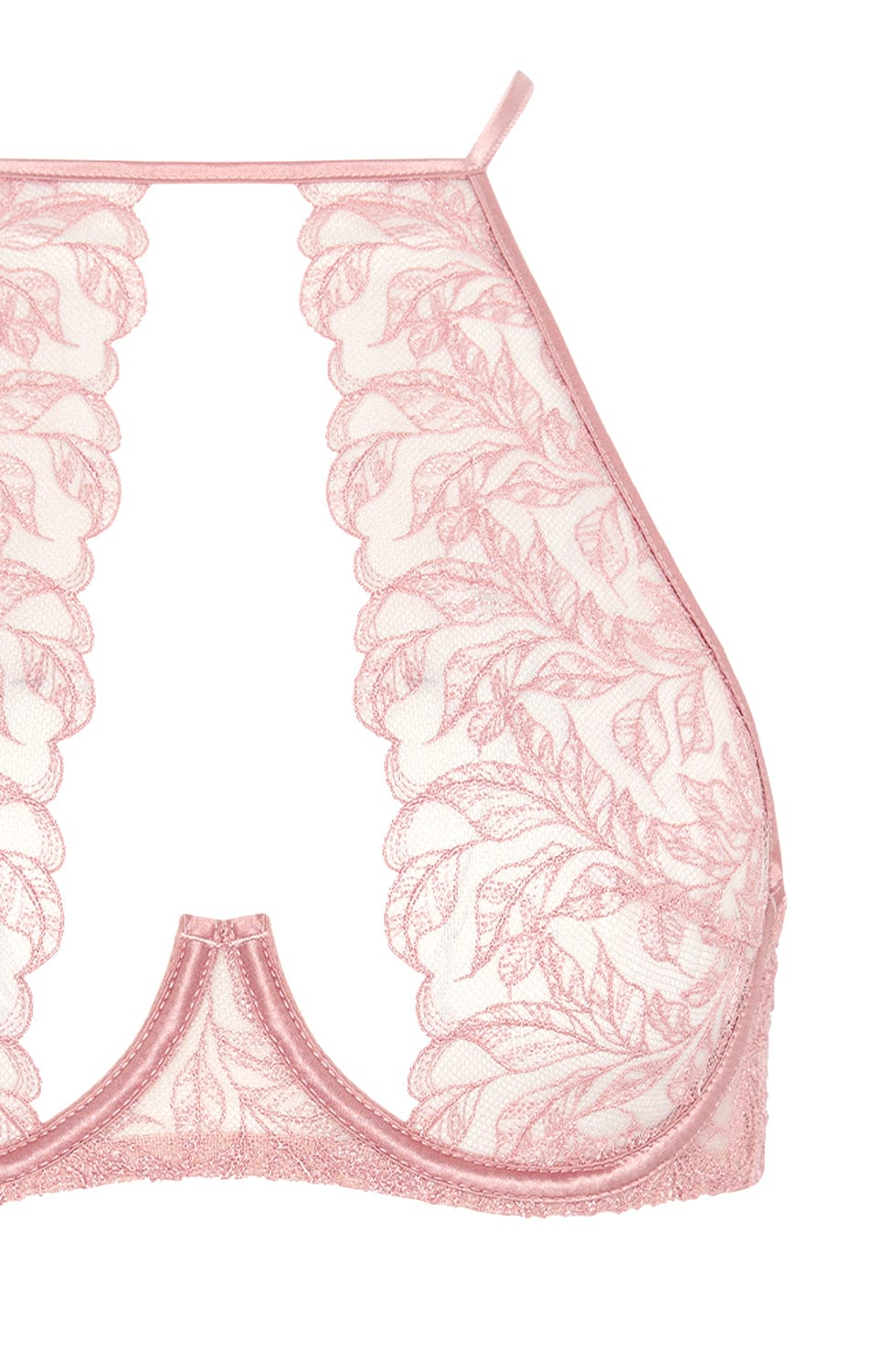 Sheer Lingerie Coco de Mer x Sheer Bras Rose High Neck Plunge Bra