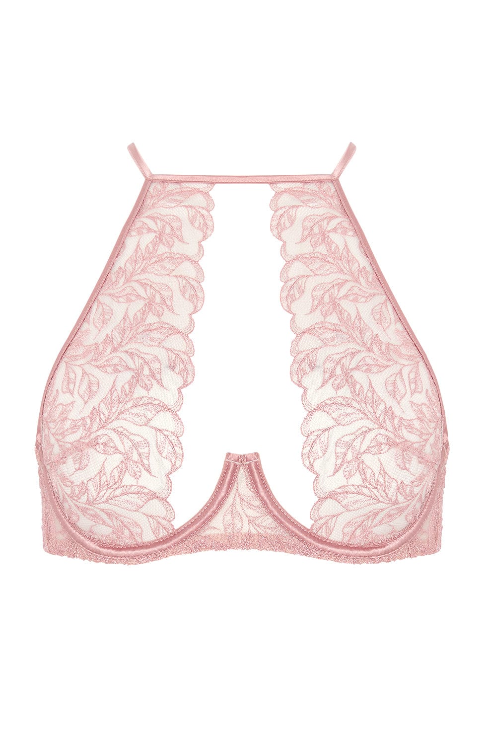 Sheer Lingerie Coco de Mer x Sheer Bras Blush Pink / 2502 / S Rose High Neck Plunge Bra