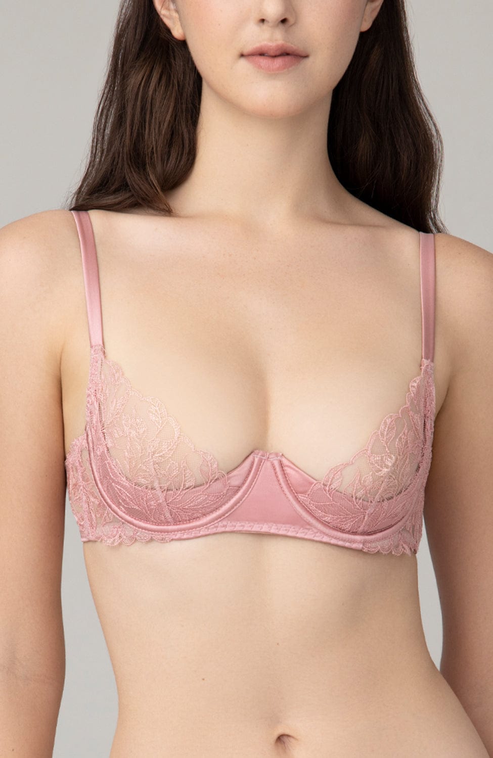 Sheer Lingerie Coco de Mer x Sheer Lingerie Sets Rose Plunge Bra and Spanking Knicker Set