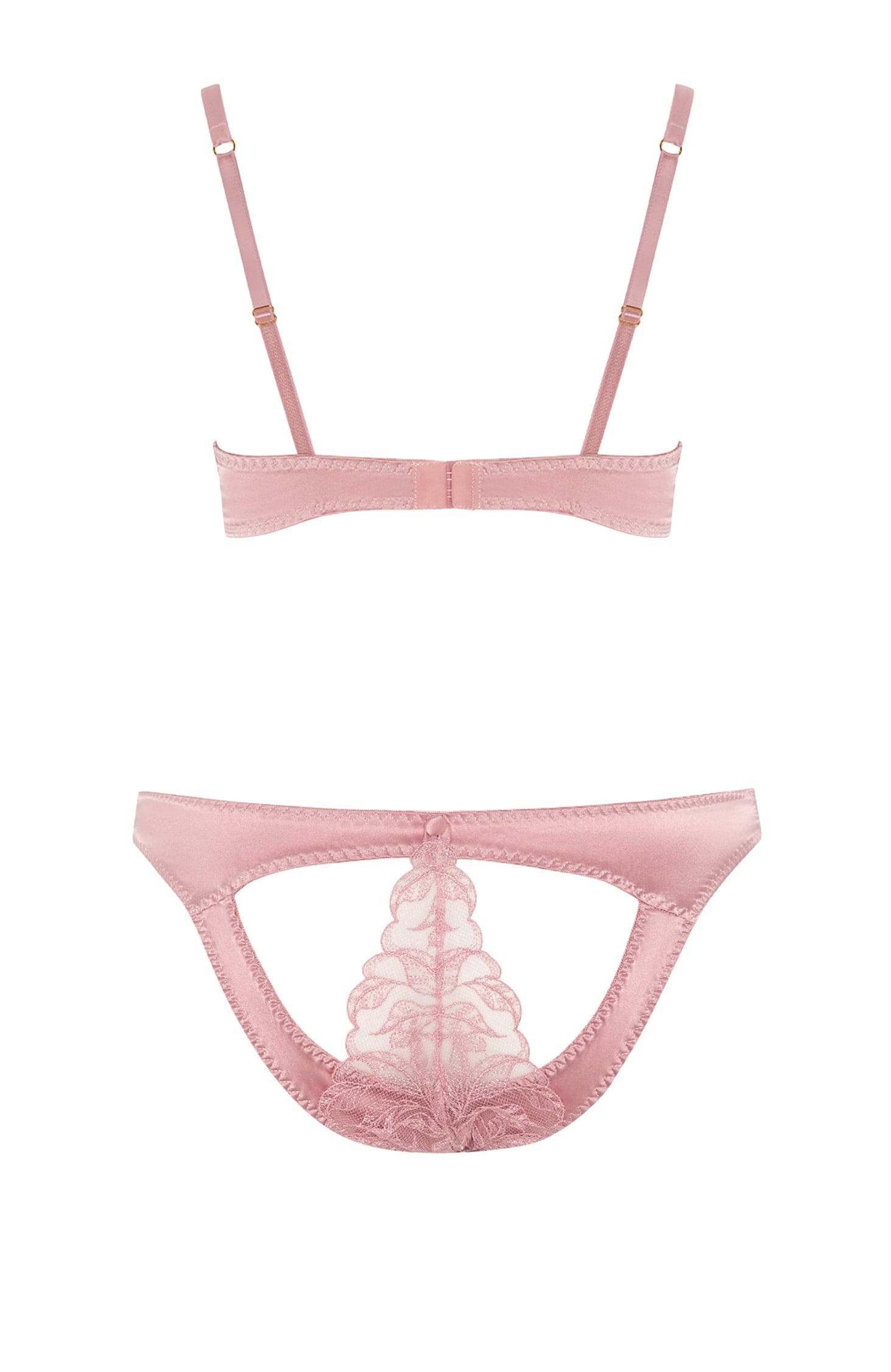 Sheer Lingerie Coco de Mer x Sheer Lingerie Sets Rose Plunge Bra and Spanking Knicker Set