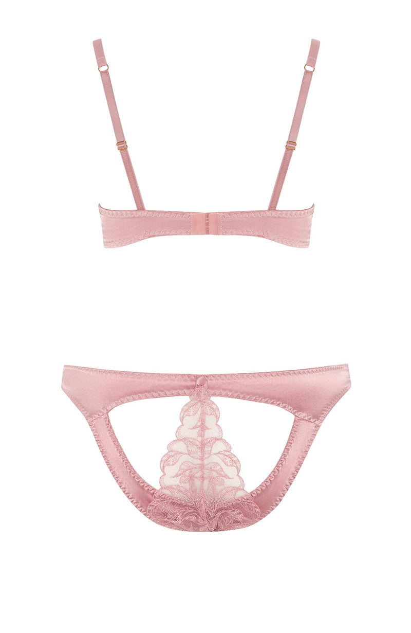 Rose Plunge Bra and Spanking Knicker Set-Lingerie Sets-Coco de Mer x Sheer-SHEER, SHEER, Luxury lingerie brand, Luxury lingerie Hong Kong, Designer lingerie HK, Designer lingerie online, International luxury lingerie, Luxury lingerie gift ideas, buy lingerie online, Designer lingerie global delivery, Luxury lingerie shipping to Australia, Luxury lingerie shipping to Singapore