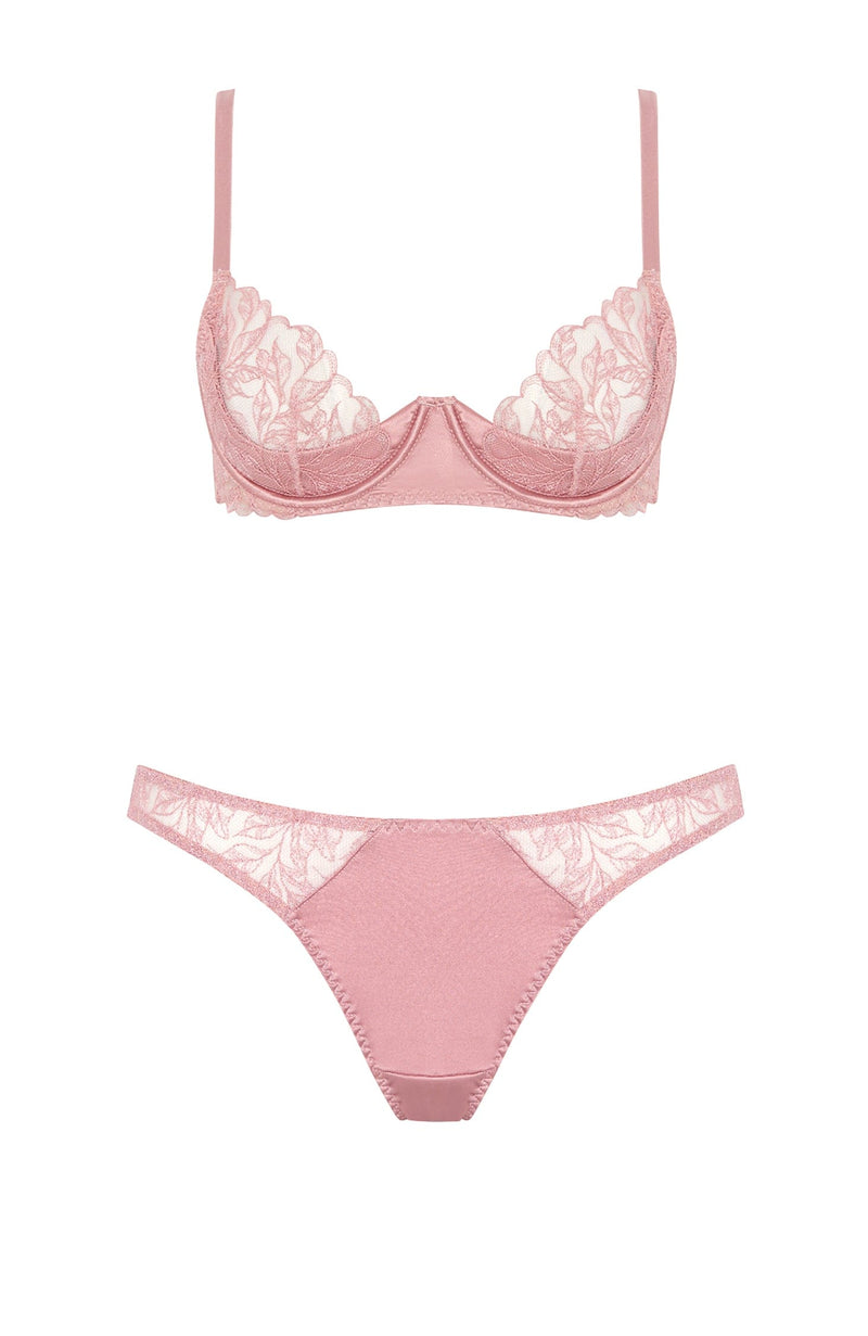 Rose Plunge Bra and Spanking Knicker Set-Lingerie Sets-Coco de Mer x Sheer-SHEER, SHEER, Luxury lingerie brand, Luxury lingerie Hong Kong, Designer lingerie HK, Designer lingerie online, International luxury lingerie, Luxury lingerie gift ideas, buy lingerie online, Designer lingerie global delivery, Luxury lingerie shipping to Australia, Luxury lingerie shipping to Singapore
