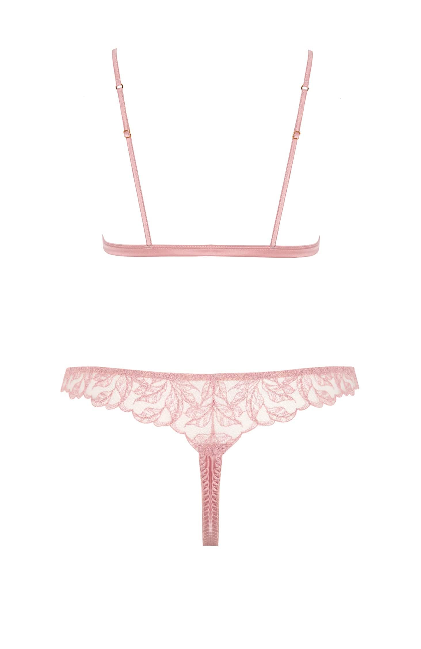 Sheer Lingerie Coco de Mer x Sheer Lingerie Sets Rose Triangle Bra and Skirted Thong Set