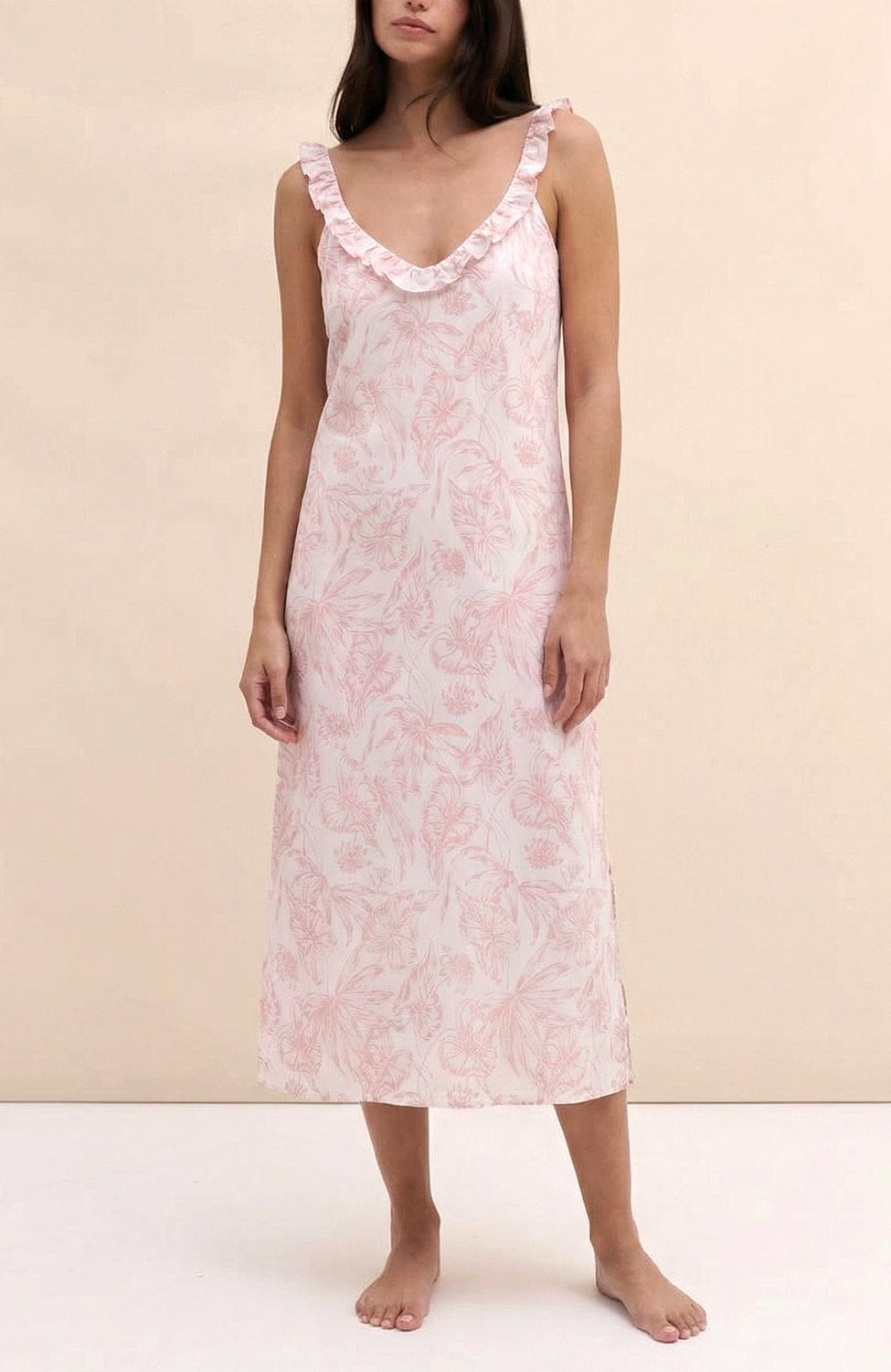 Sheer Lingerie Desmond & Dempsey Loungewear Purist Frill Slip Nightie