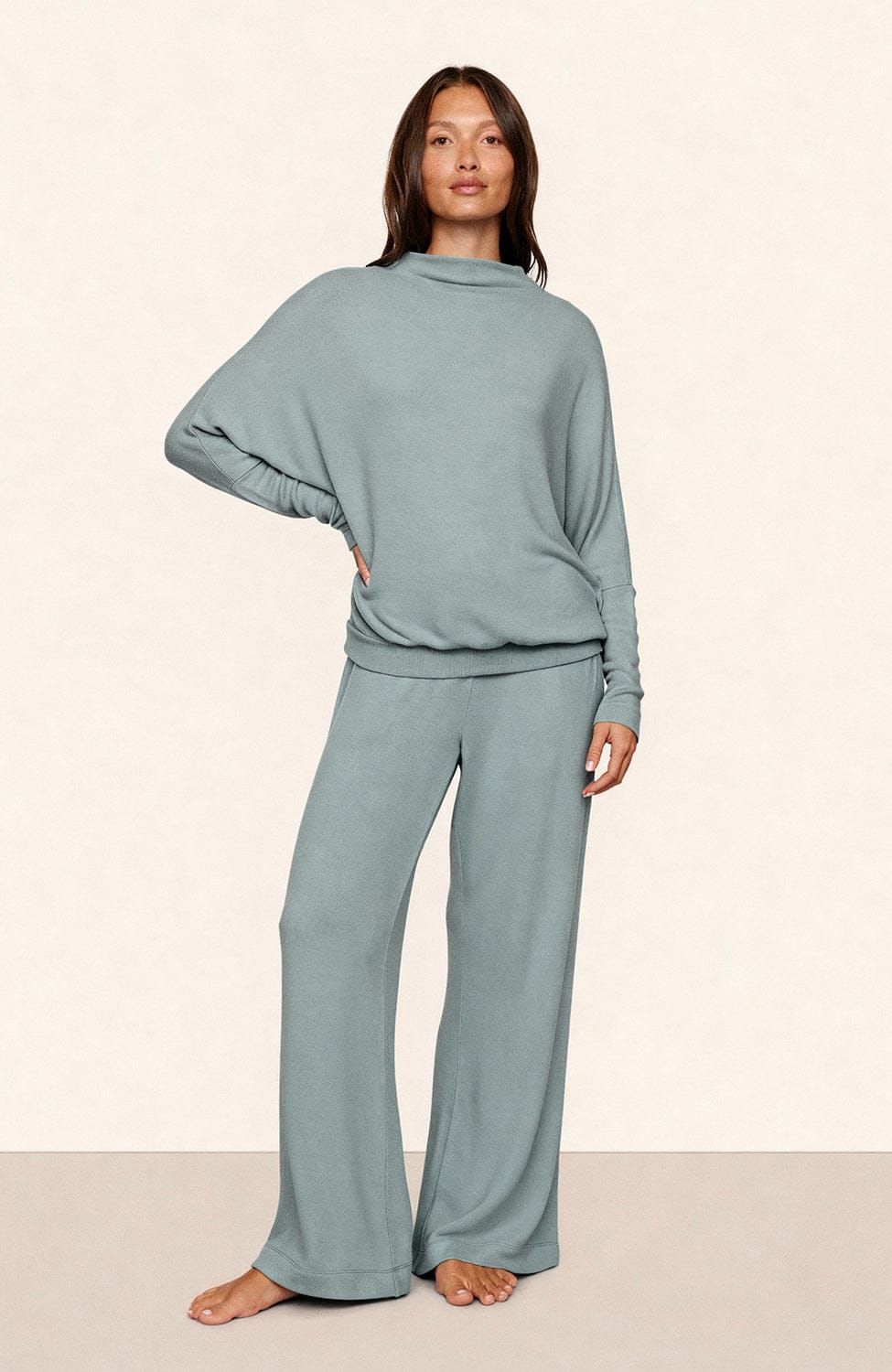 Sheer Lingerie Eberjey Loungewear Cozy Time Mockneck Pullover Set