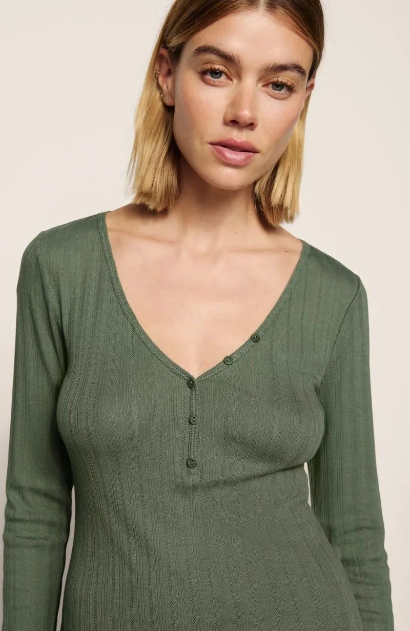 Sheer Lingerie Eberjey Loungewear Pointelle Henley Long Pajama Set