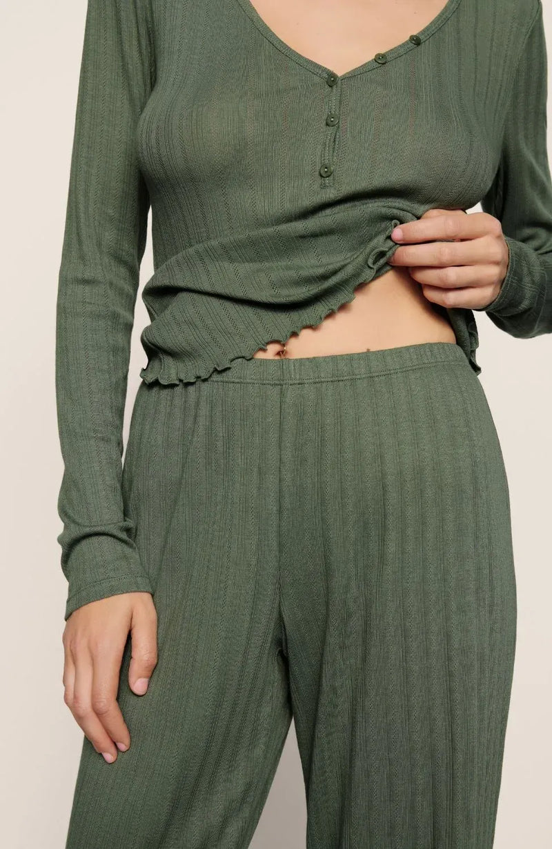 Sheer Lingerie Eberjey Loungewear Pointelle Henley Long Pajama Set