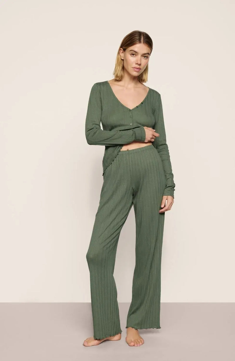 Sheer Lingerie Eberjey Loungewear Pointelle Henley Long Pajama Set