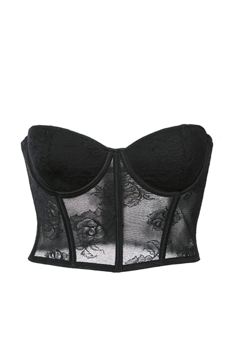 Bouquet Lace Bustier Top-Bras-Fleur du Mal-SHEER, SHEER, Luxury lingerie brand, Luxury lingerie Hong Kong, Designer lingerie HK, Designer lingerie online, International luxury lingerie, Luxury lingerie gift ideas, buy lingerie online, Designer lingerie global delivery, Luxury lingerie shipping to Australia, Luxury lingerie shipping to Singapore