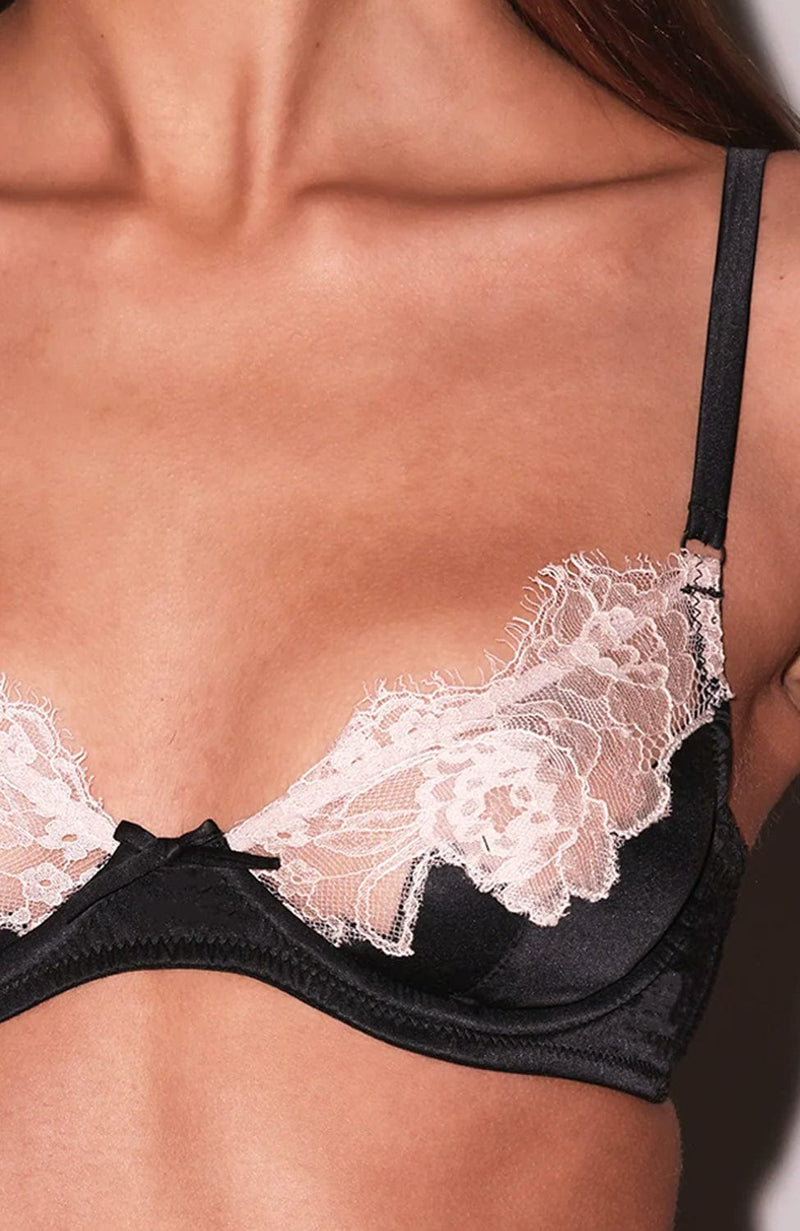 Juliet Lace Demi Bra, Garter and Thong Set-Lingerie Sets-Fleur du Mal-SHEER, SHEER, Luxury lingerie brand, Luxury lingerie Hong Kong, Designer lingerie HK, Designer lingerie online, International luxury lingerie, Luxury lingerie gift ideas, buy lingerie online, Designer lingerie global delivery, Luxury lingerie shipping to Australia, Luxury lingerie shipping to Singapore