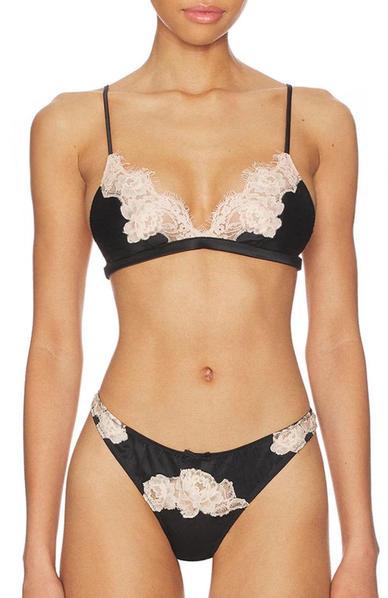 Juliet Lace Wireless Triangle Bra and Thong Set-Lingerie Sets-Fleur du Mal-SHEER, SHEER, Luxury lingerie brand, Luxury lingerie Hong Kong, Designer lingerie HK, Designer lingerie online, International luxury lingerie, Luxury lingerie gift ideas, buy lingerie online, Designer lingerie global delivery, Luxury lingerie shipping to Australia, Luxury lingerie shipping to Singapore