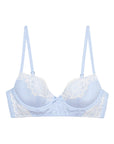 Sheer Lingerie Fleur du Mal Bras Stripe Sky / 2501 / 32A Poplin and Lace Demi Bra