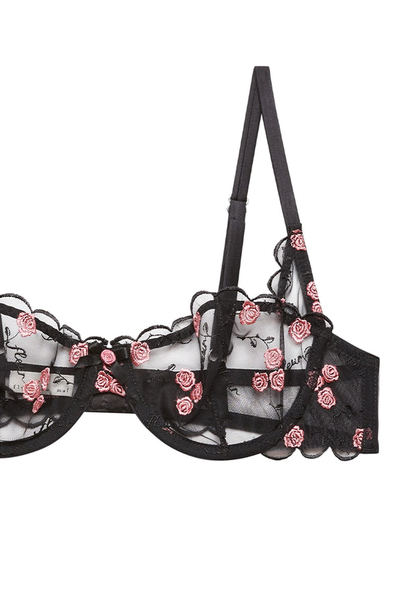 Rose and Vine Embroidery Balconette Bra-Bras-Fleur du Mal-SHEER, SHEER, Luxury lingerie brand, Luxury lingerie Hong Kong, Designer lingerie HK, Designer lingerie online, International luxury lingerie, Luxury lingerie gift ideas, buy lingerie online, Designer lingerie global delivery, Luxury lingerie shipping to Australia, Luxury lingerie shipping to Singapore