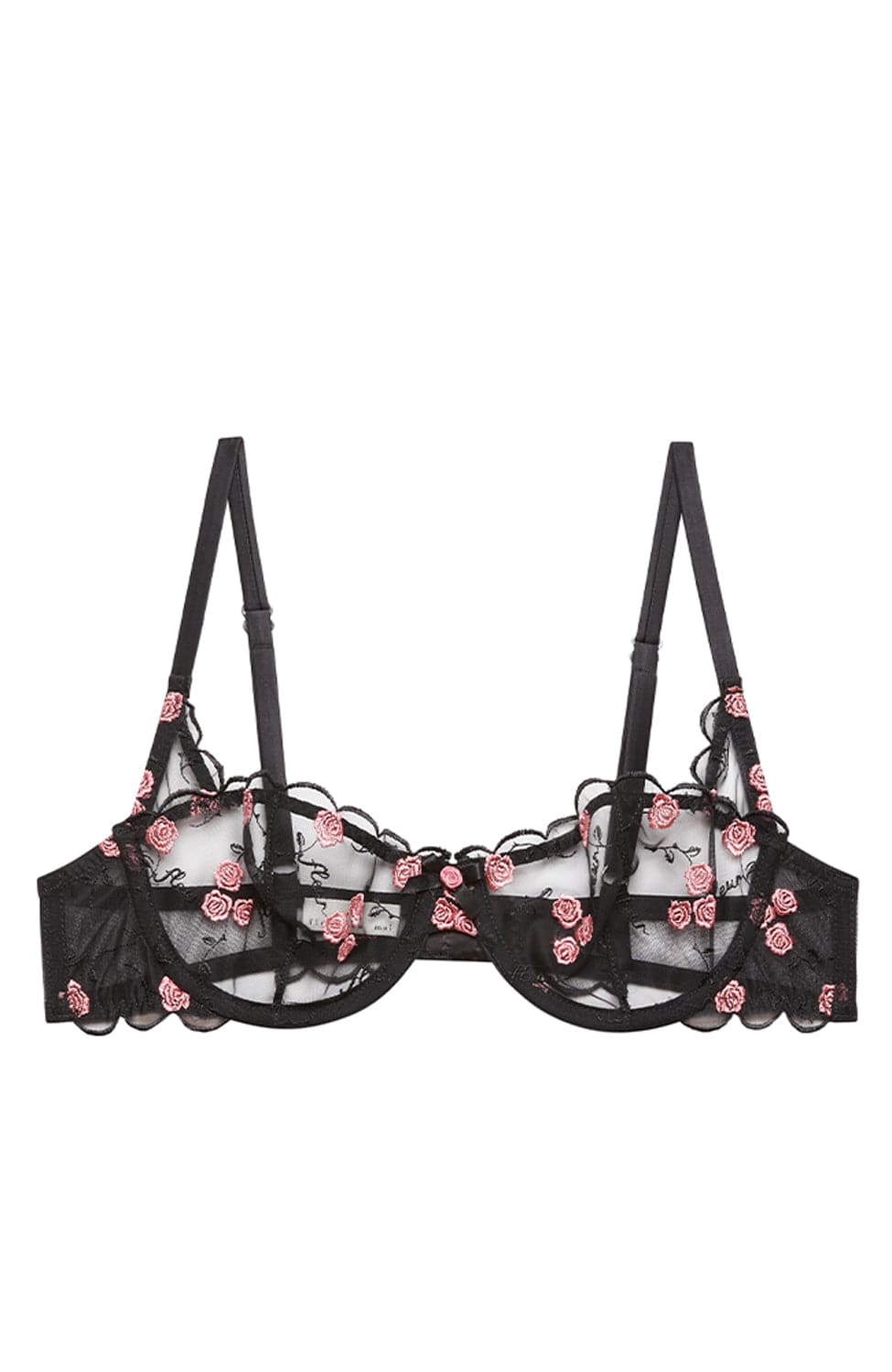 Sheer Lingerie Fleur du Mal Bras Black / 32A Rose and Vine Embroidery Balconette Bra