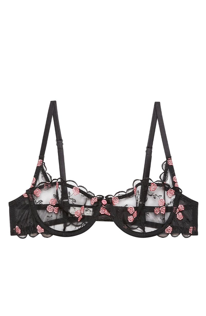 Rose and Vine Embroidery Balconette Bra-Bras-Fleur du Mal-SHEER, SHEER, Luxury lingerie brand, Luxury lingerie Hong Kong, Designer lingerie HK, Designer lingerie online, International luxury lingerie, Luxury lingerie gift ideas, buy lingerie online, Designer lingerie global delivery, Luxury lingerie shipping to Australia, Luxury lingerie shipping to Singapore