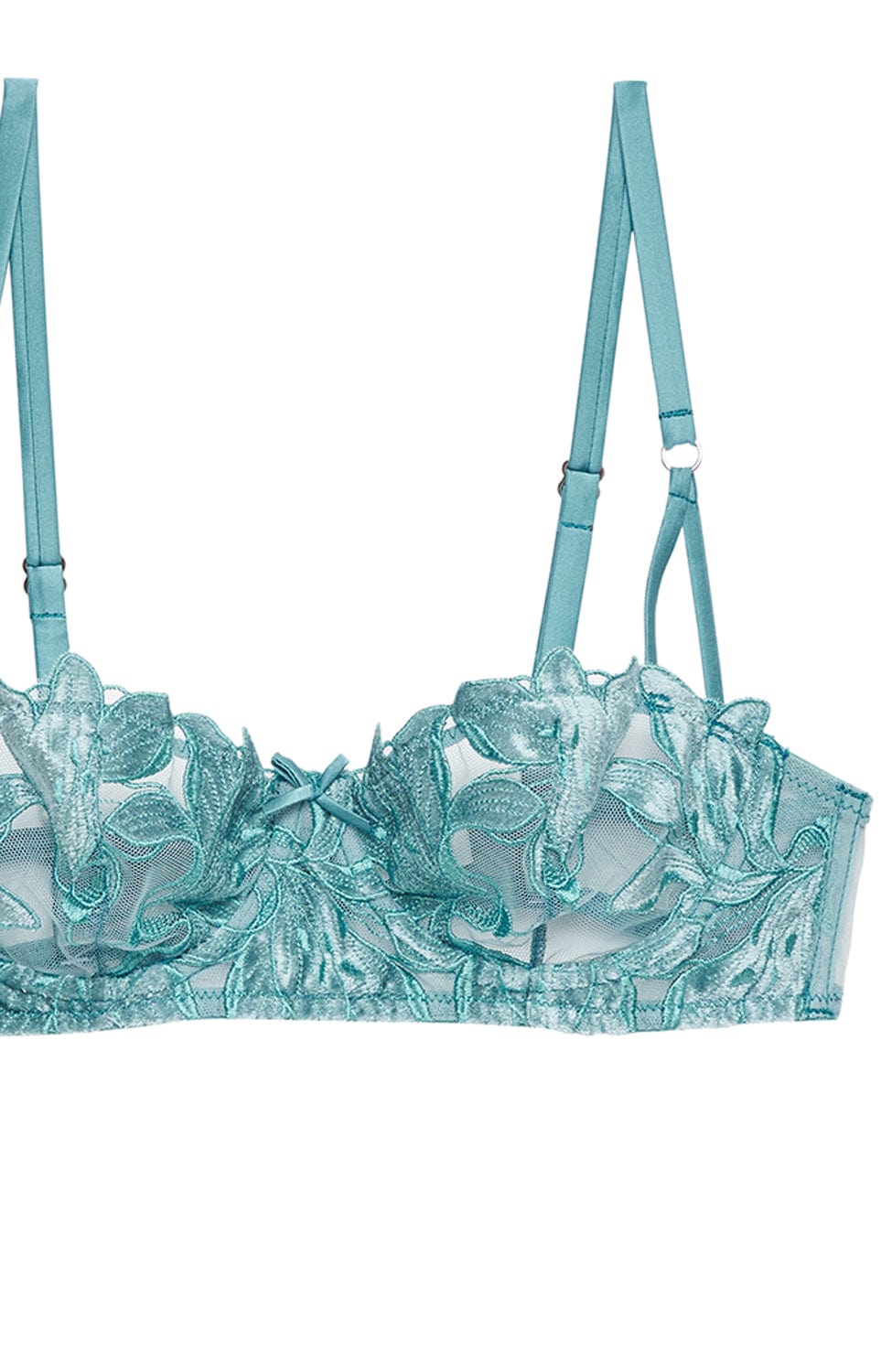 Sheer Lingerie Fleur du Mal Bras Velvet Lily Embroidery Balconette Bra