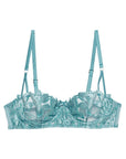 Sheer Lingerie Fleur du Mal Bras Icy Teal / 32B Velvet Lily Embroidery Balconette Bra