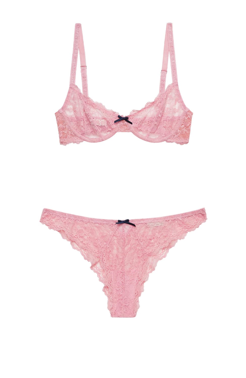 Sheer Lingerie Fleur Du Mal Lingerie Sets Bianca Lace Balconette Bra and Cheeky Set