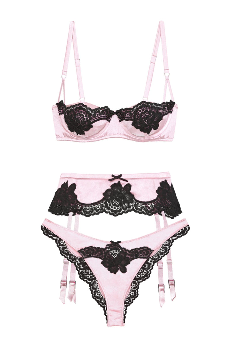 Eve Balconette Bra, Garter Belt and Cheeky Set-Lingerie Sets-Fleur du Mal-SHEER, SHEER, Luxury lingerie brand, Luxury lingerie Hong Kong, Designer lingerie HK, Designer lingerie online, International luxury lingerie, Luxury lingerie gift ideas, buy lingerie online, Designer lingerie global delivery, Luxury lingerie shipping to Australia, Luxury lingerie shipping to Singapore