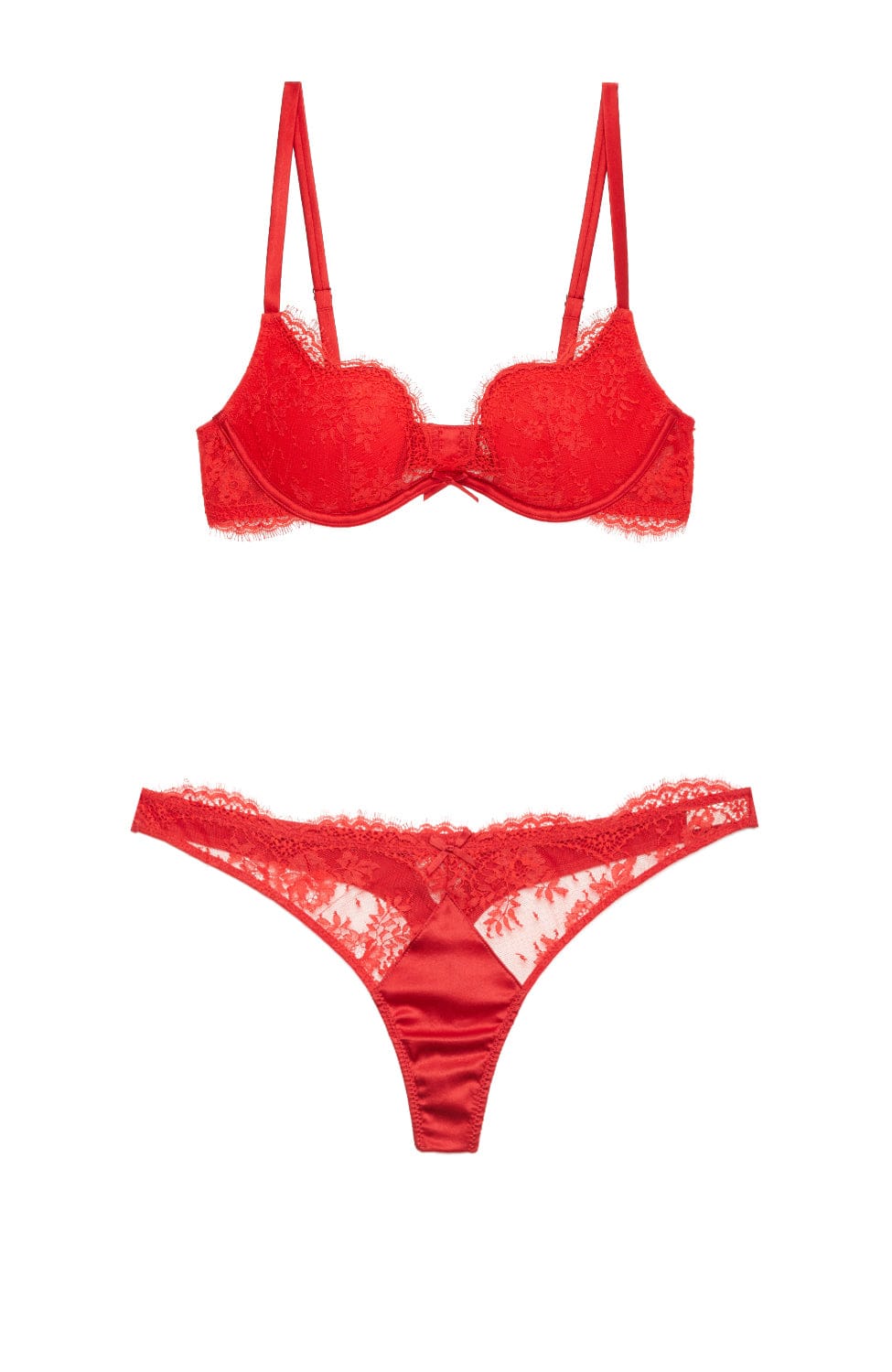 Sheer Lingerie Fleur du Mal Lingerie Sets Frankie Lace Seduce U-Plunge Bra and Thong Set