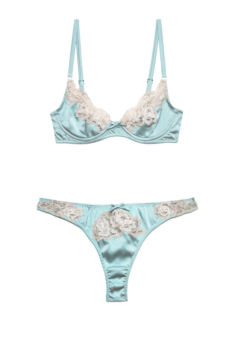Juliet Lace Demi Bra and Thong Set-Lingerie Sets-Fleur Du Mal-SHEER, SHEER, Luxury lingerie brand, Luxury lingerie Hong Kong, Designer lingerie HK, Designer lingerie online, International luxury lingerie, Luxury lingerie gift ideas, buy lingerie online, Designer lingerie global delivery, Luxury lingerie shipping to Australia, Luxury lingerie shipping to Singapore