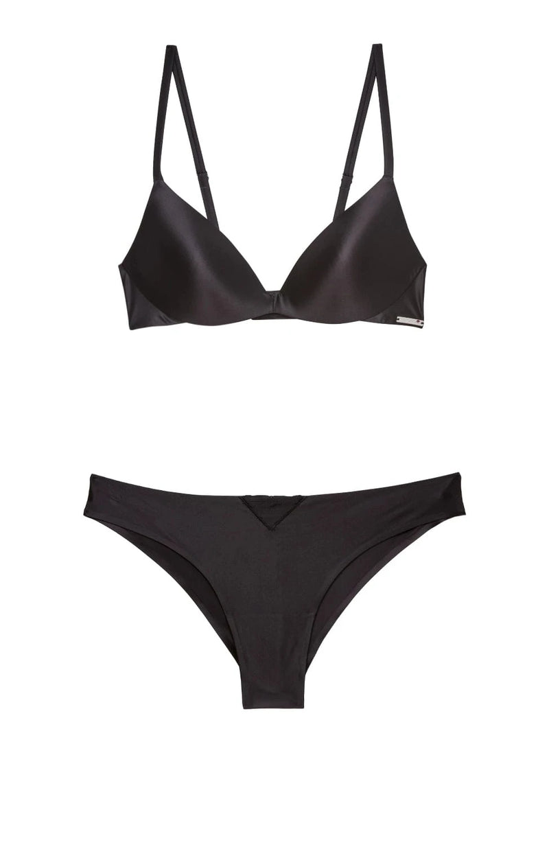 Sheer Lingerie Fleur du Mal Lingerie Sets Le Stretch Gloss Wireless Push Up Bra and Cheeky Set
