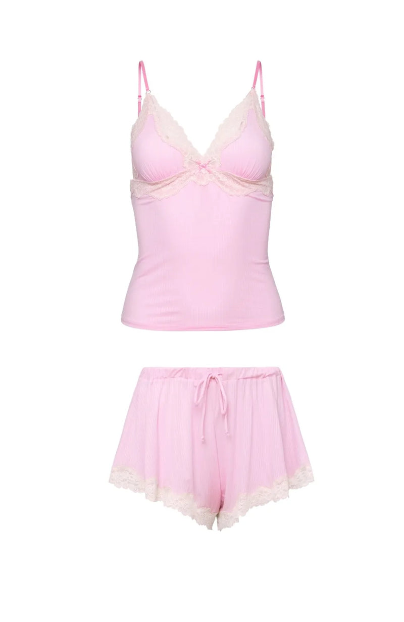 Sheer Lingerie Fleur Du Mal Loungewear Butter Rib Cami & Shorts Set