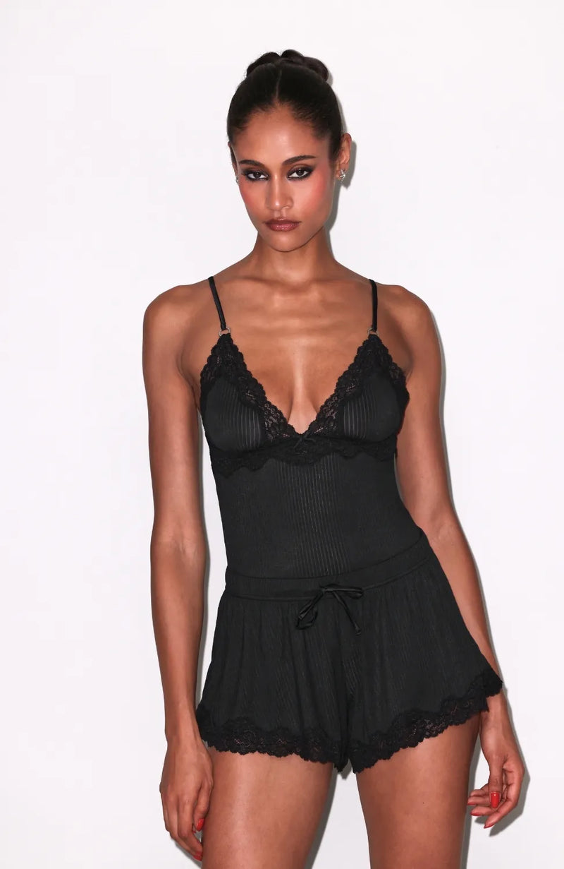 Sheer Lingerie Fleur Du Mal Loungewear Butter Rib Cami & Shorts Set