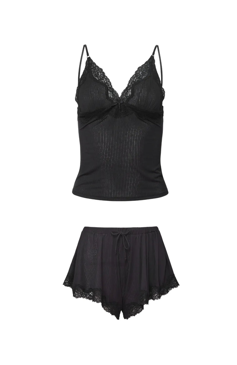 Sheer Lingerie Fleur Du Mal Loungewear Butter Rib Cami & Shorts Set