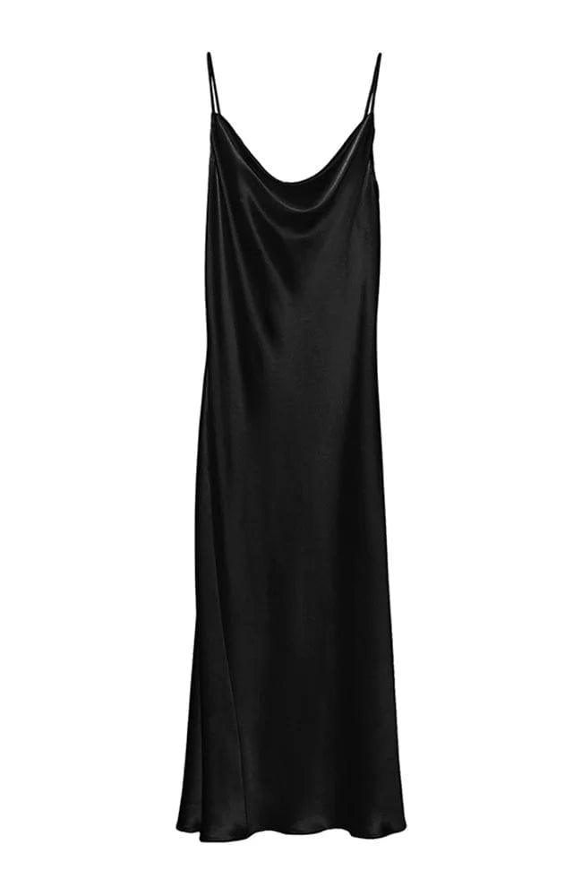 Sheer Lingerie Fleur du Mal Loungewear Black / 1001 / XS Cowl Neck Long Slip Dress