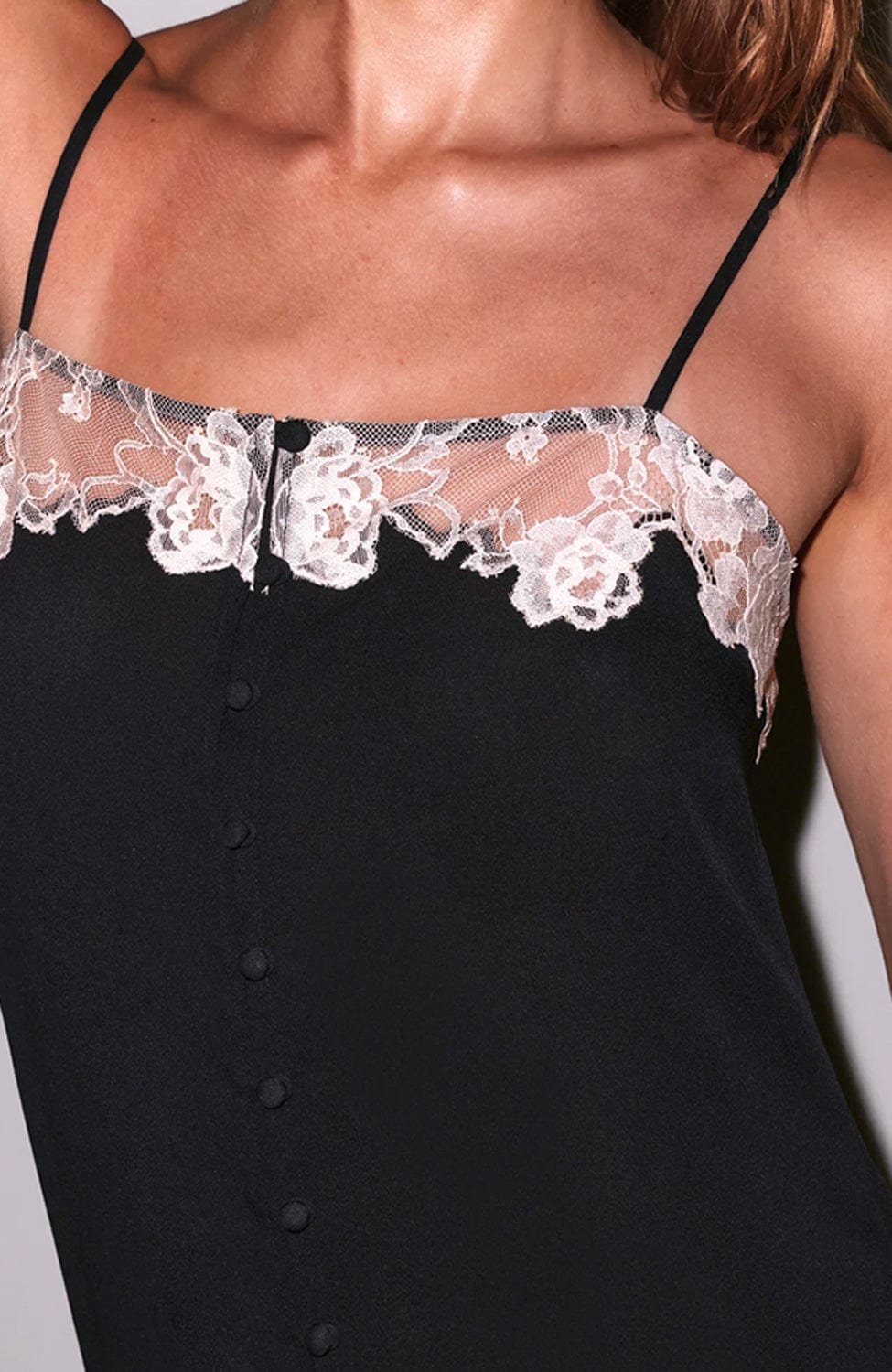 Sheer Lingerie Fleur Du Mal Loungewear Juliet Lace Button slip