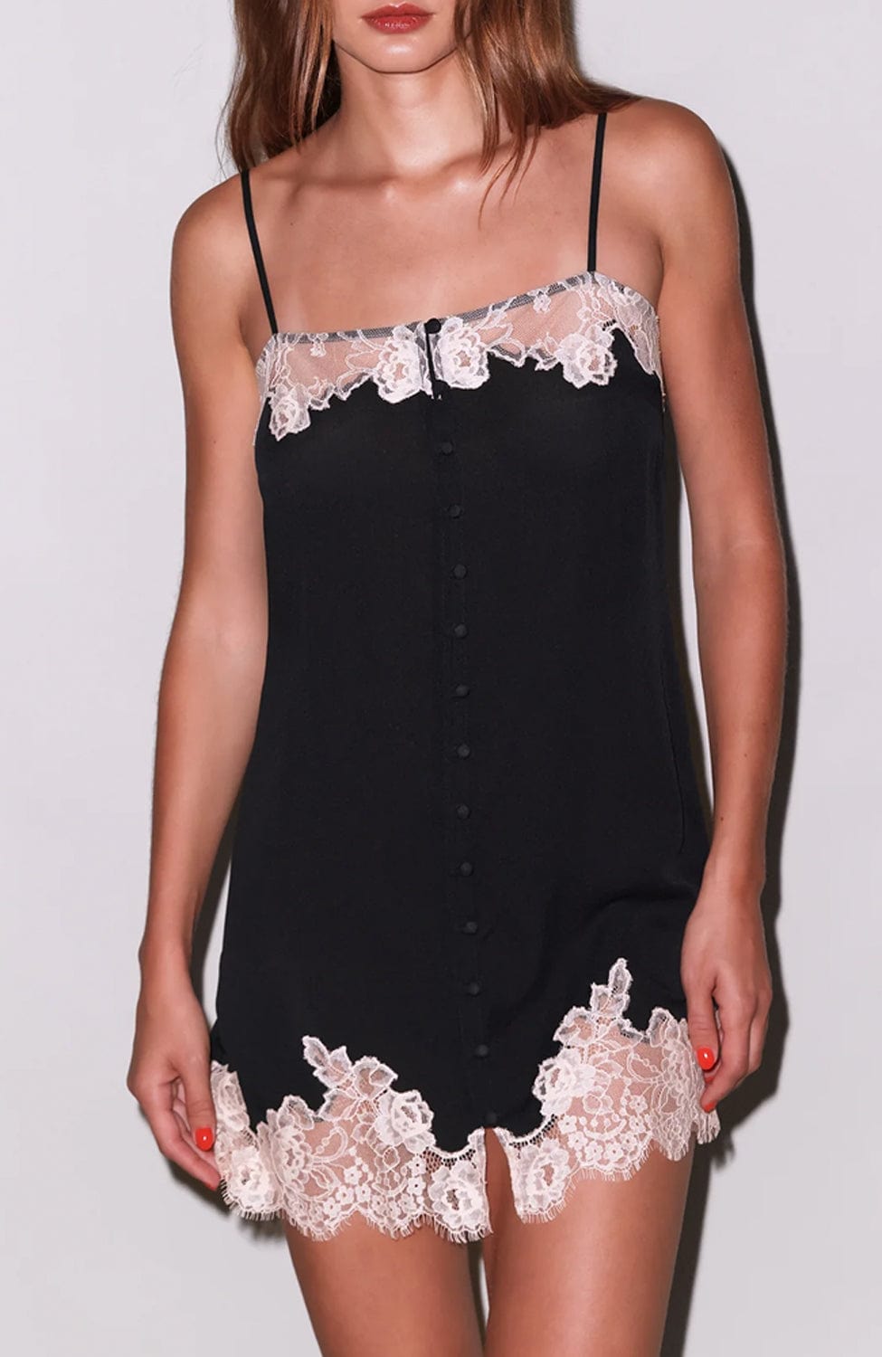 Sheer Lingerie Fleur Du Mal Loungewear Juliet Lace Button slip