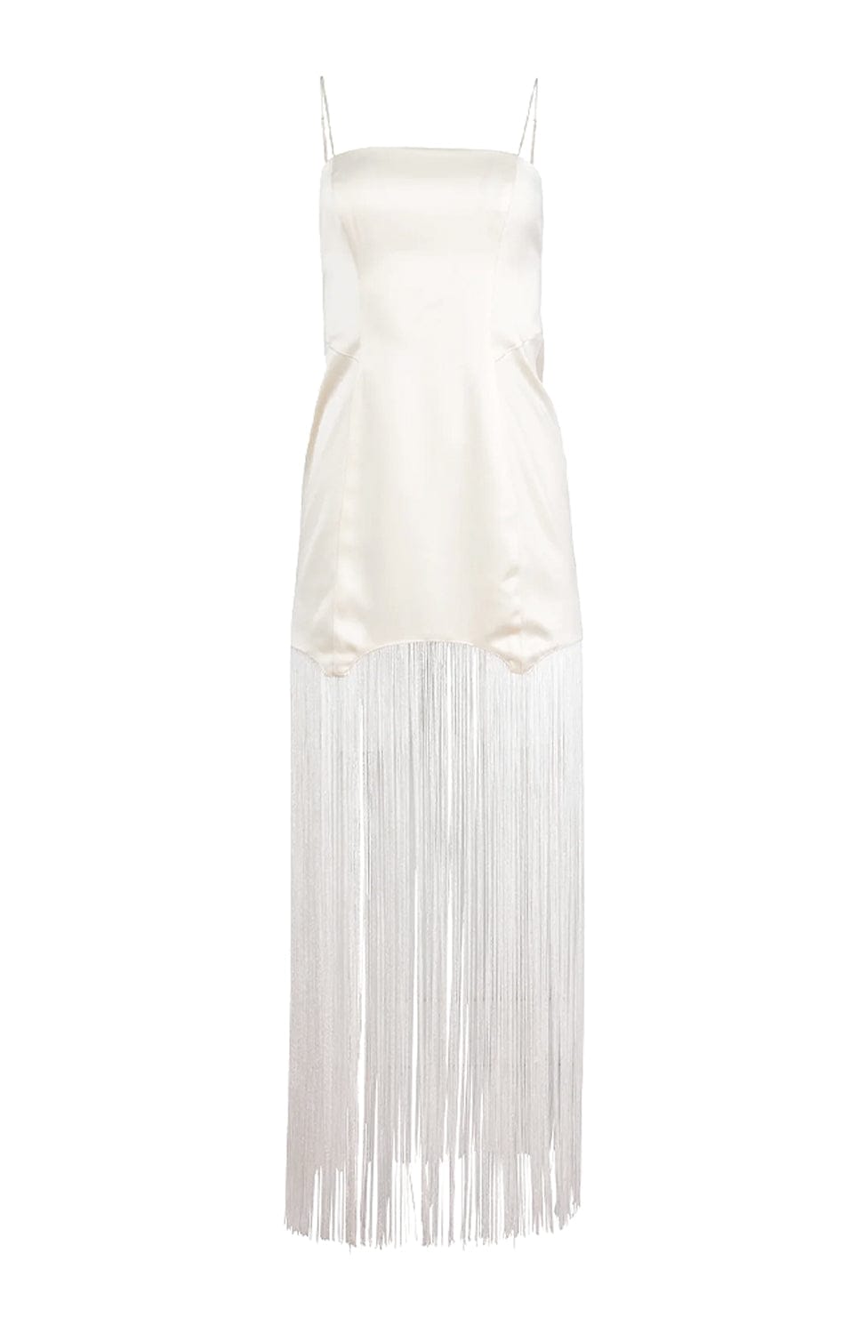 Sheer Lingerie Fleur du Mal Loungewear Satin Fringe Maxi Dress