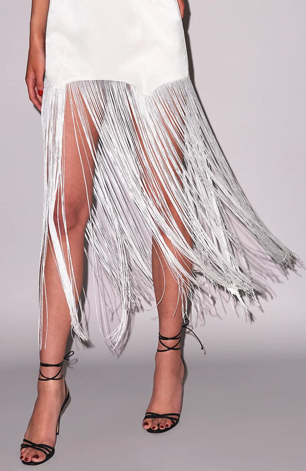 Sheer Lingerie Fleur du Mal Loungewear Satin Fringe Maxi Dress