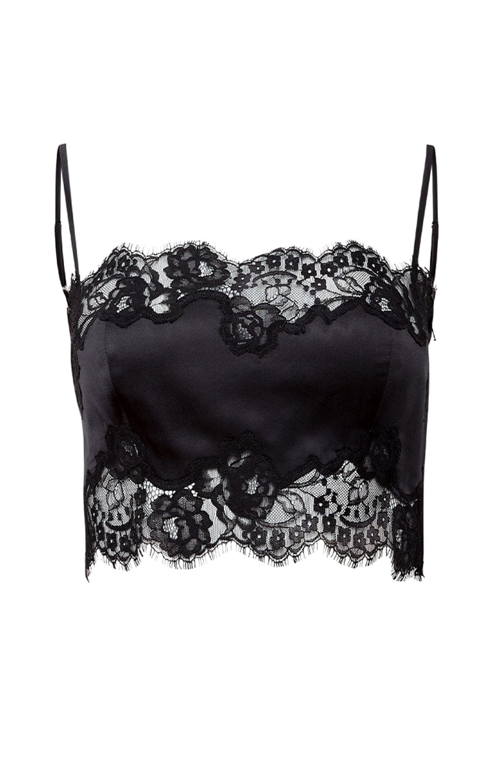 Sheer Lingerie Fleur Du Mal Loungewear Silk and Lace Bandeau Top