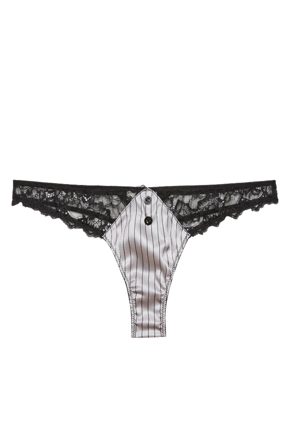 Sheer Lingerie Fleur du Mal Underwear Ash Pinstripe / 1 Executive Thong