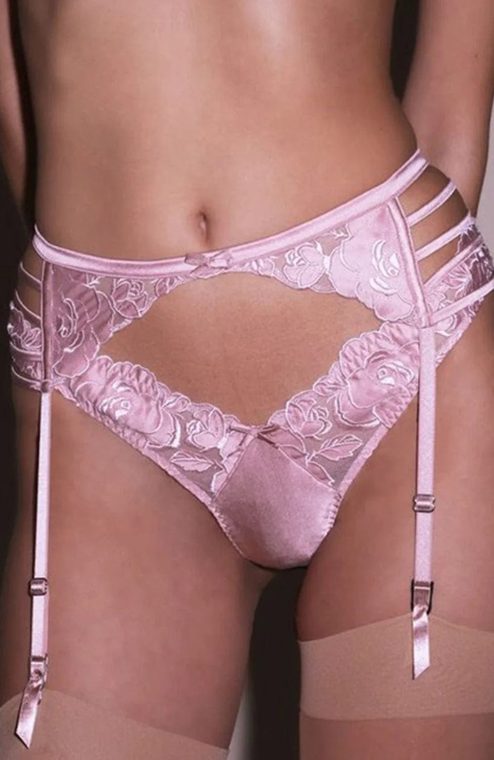 Sheer Lingerie Fleur du Mal Underwear Rose Logo Embroidery Garter Belt