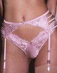 Sheer Lingerie Fleur du Mal Underwear Rose Logo Embroidery Garter Belt