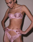 Sheer Lingerie Fleur du Mal Underwear Rose Logo Embroidery Garter Belt