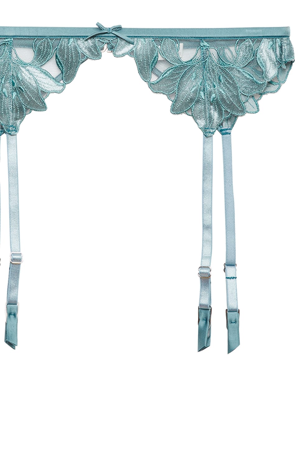 Sheer Lingerie Fleur du Mal Underwear Velvet Lily Embroidery Suspender