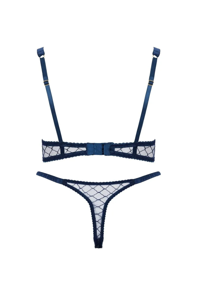 Sheer Lingerie Fleur of England Lingerie Sets Bea Balcony Bra and Strap Thong Set