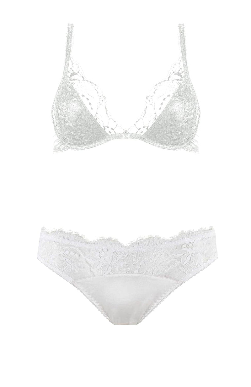 Signature Padded Plunge Bra and Brief Set-Lingerie Sets-Fleur Of England-SHEER, SHEER, Luxury lingerie brand, Luxury lingerie Hong Kong, Designer lingerie HK, Designer lingerie online, International luxury lingerie, Luxury lingerie gift ideas, buy lingerie online, Designer lingerie global delivery, Luxury lingerie shipping to Australia, Luxury lingerie shipping to Singapore