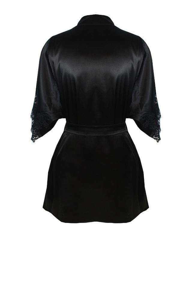 Sheer Lingerie Fleur of England Loungewear Black / 1001 / O/S Signature Black Lace Silk Robe